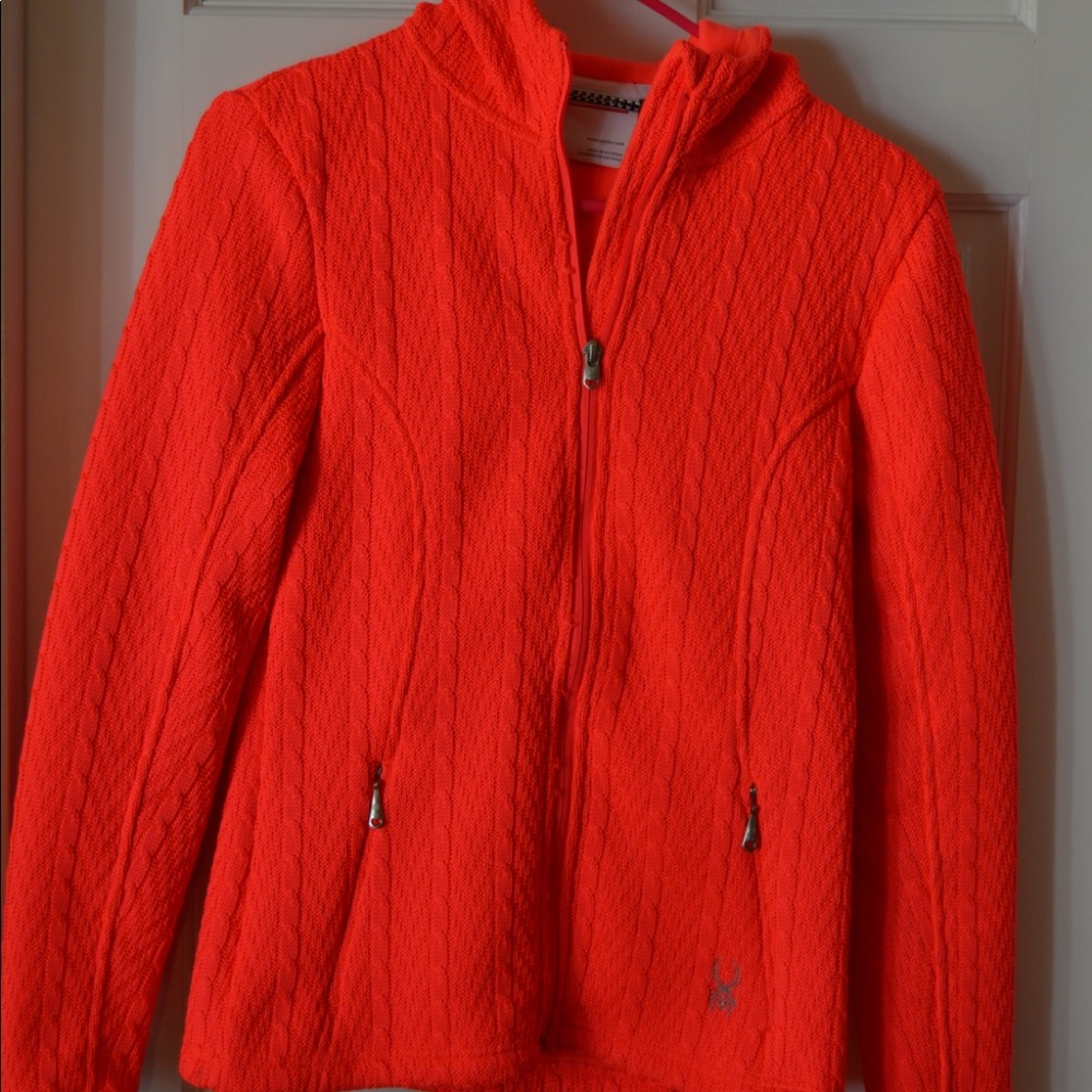 Spyder neon orange hooded jacket size S